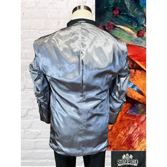 Stafford Tuxedo Jacket 40R Mens Black Suit Coat Jacket Only - Picture 7 of 14